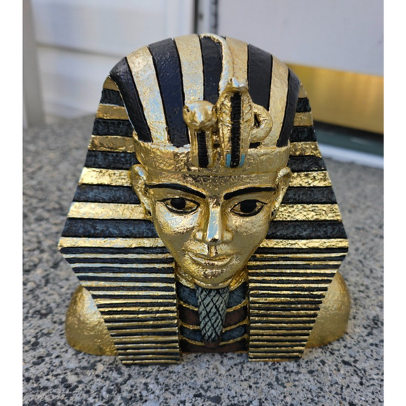 Vintage King Tut Gold & Black Colored Bookend 6" Tall - Picture 1 of 4